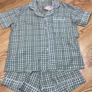 NEW Fashion Green/White Checked Pajama Pants Size Small 100% Cotton